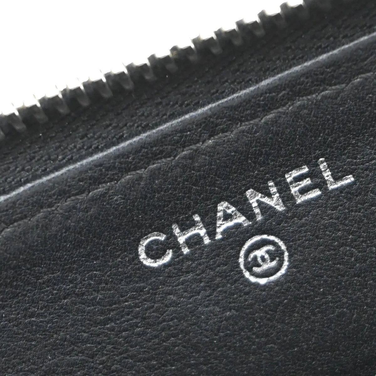 Chanel CC Charm Zip Around Quilted Lambskin, Black, Leather, Wallet