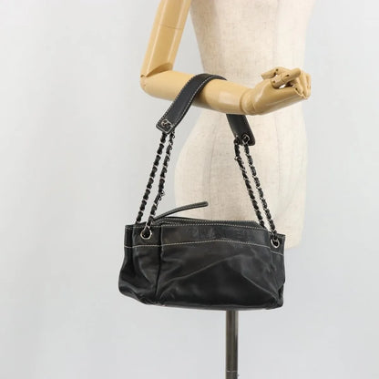 Chanel CC Shoulder Bag Leather, Black, Leather, Handbag