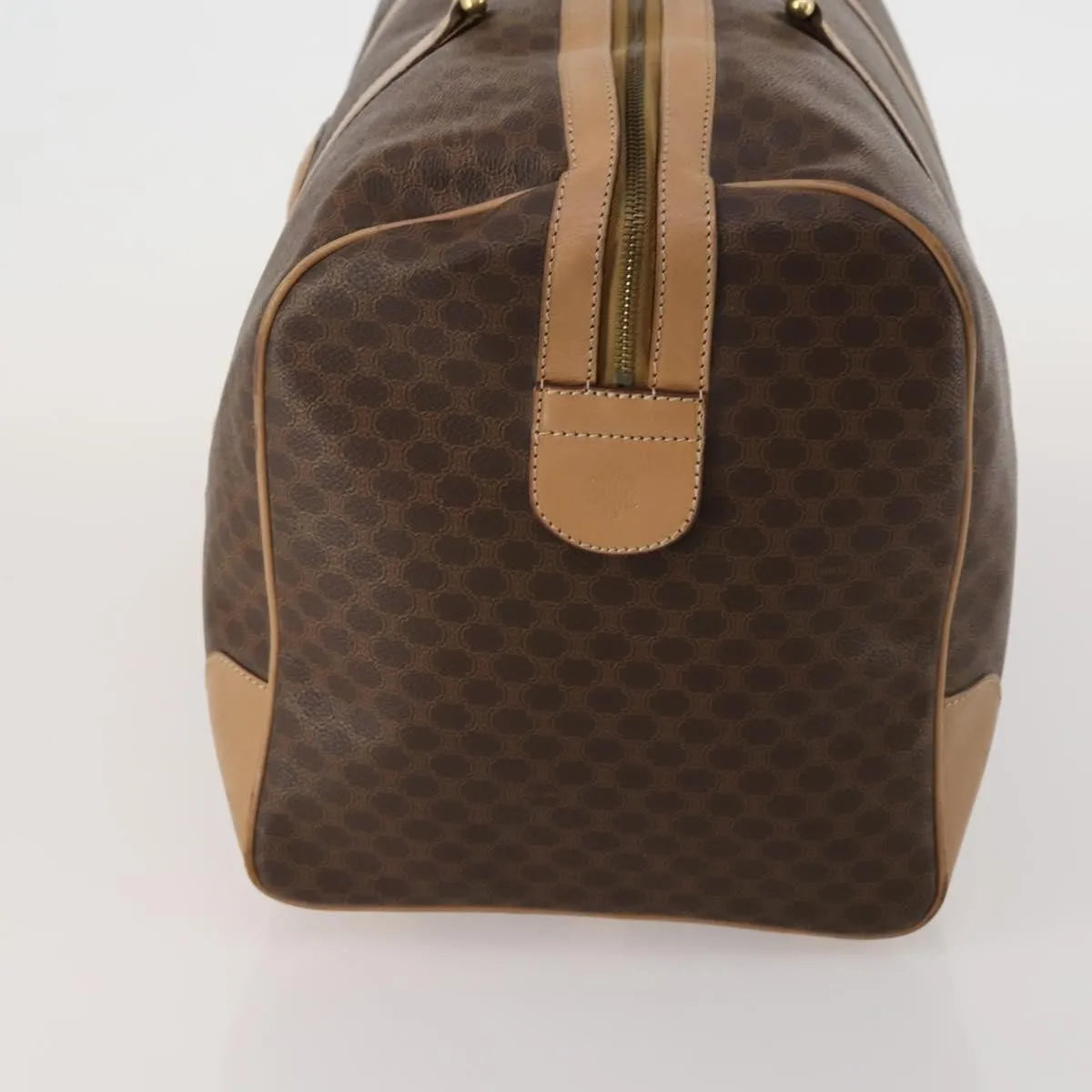 Celine Vintage Duffle Macadam Coated Canvas, Brown, Canvas, Travel Bag