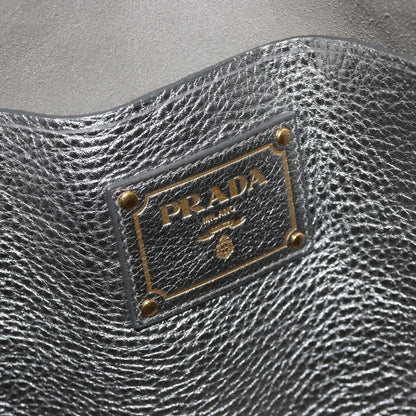 Prada Vintage Tote Leather, Silver, Leather, Tote Bag