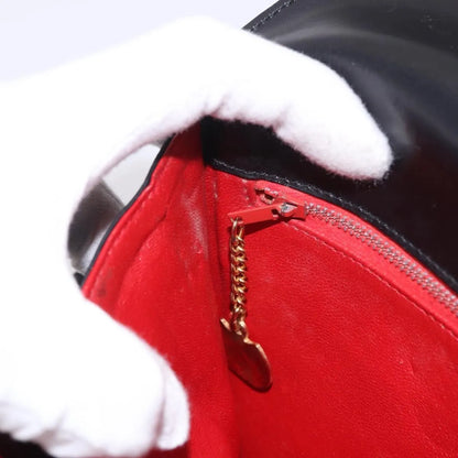 Celine Vintage Circle Logo Leather, Black, Leather, Shoulder Bag