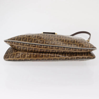 Fendi Mamma baguette Cuir verni, Brown, PVC, Shoulder Bag