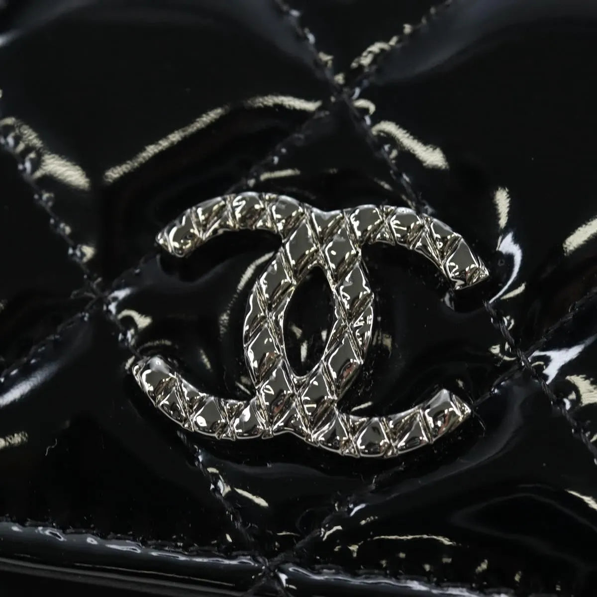 Chanel CC French Flap Quilted Patent Leather, Black, Patent Leather, Wallet