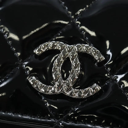 Chanel CC French Flap Quilted Patent Leather, Black, Patent Leather, Wallet
