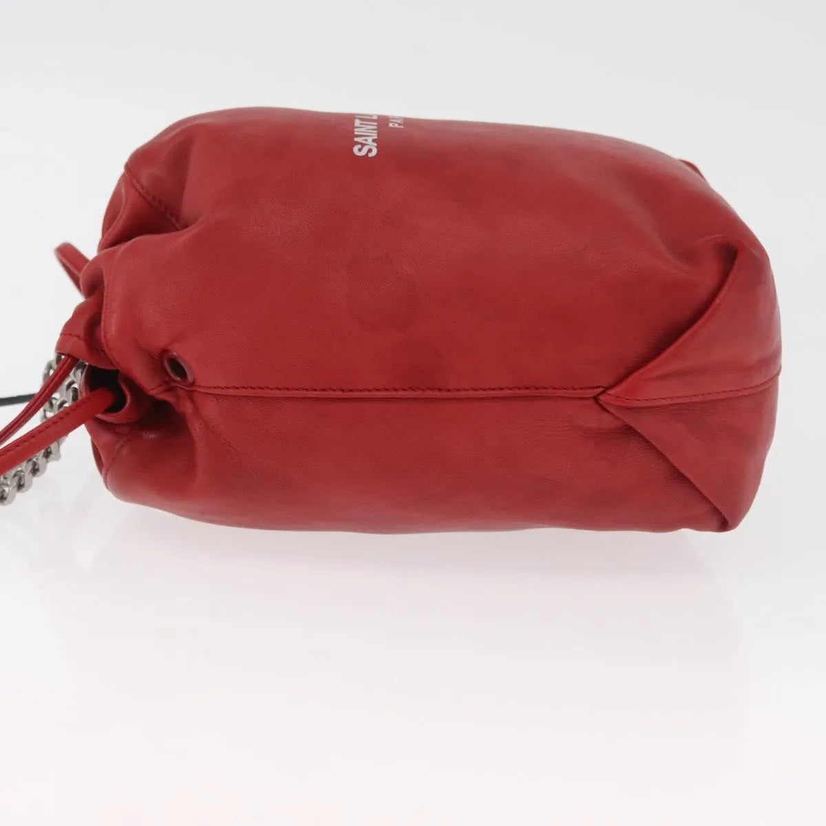 Saint Laurent Teddy Bucket Leather, Red, Leather, Shoulder Bag