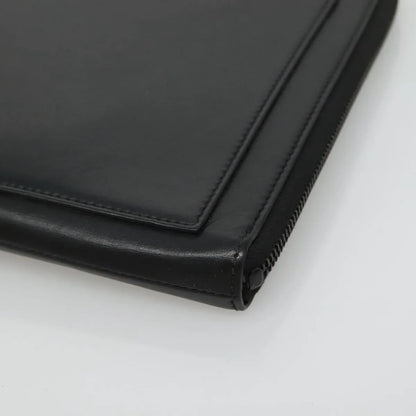 Saint Laurent Zip Pocket Leather, Black, Leather, Clutch