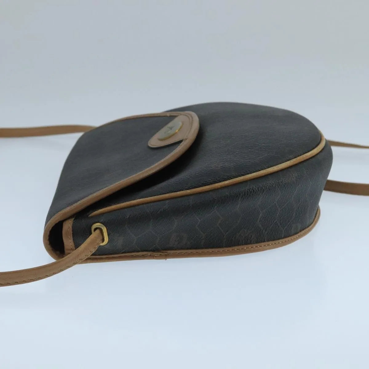 Christian Dior Vintage Honeycomb Flap Canvas and Leather, Black, PVC, Shoulder Bag