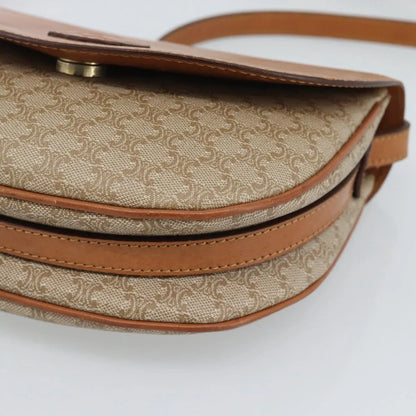 Celine Vintage Macadam Canvas and Leather, Beige, Canvas, Shoulder Bag