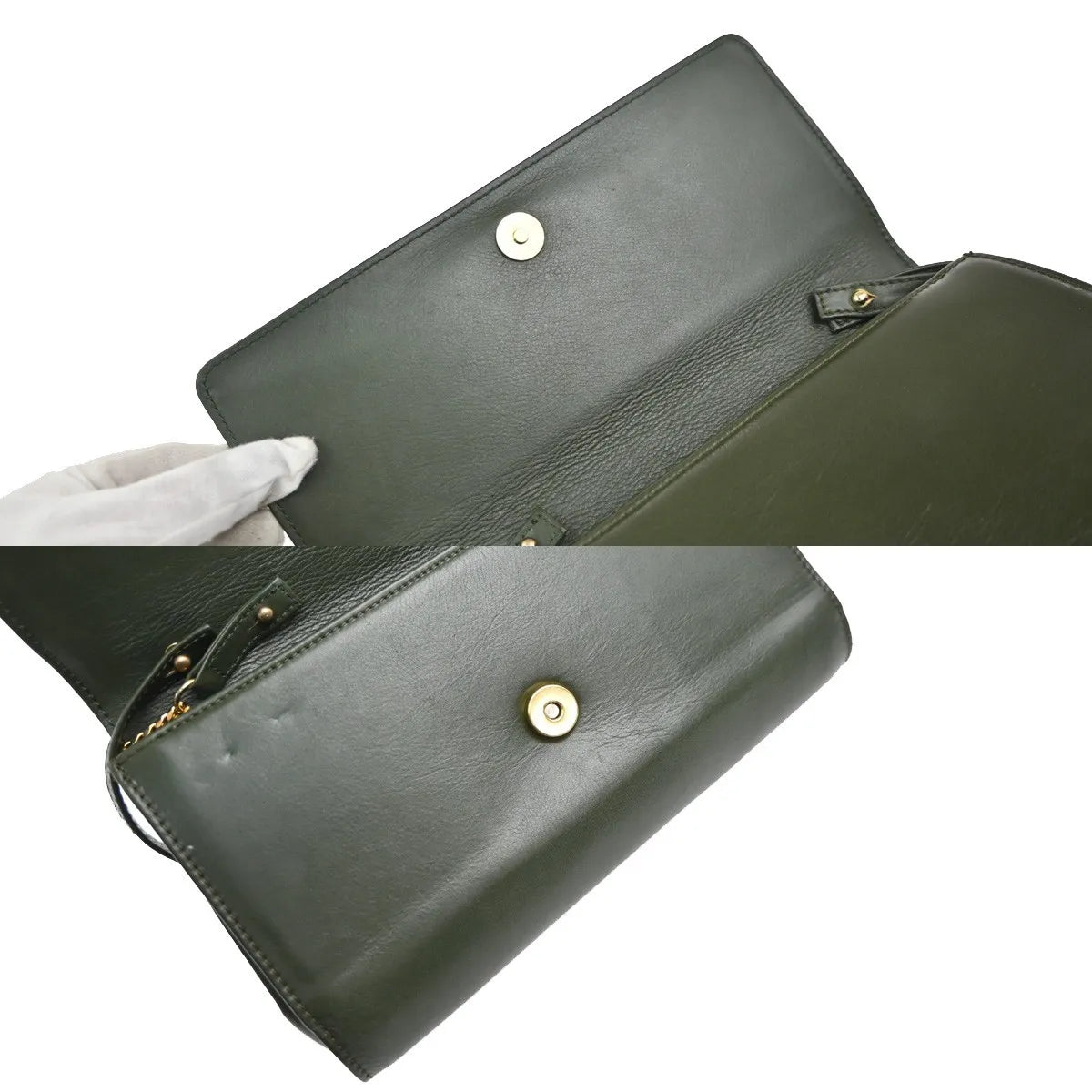 Celine Vintage Leather, Green, Leather, Shoulder Bag