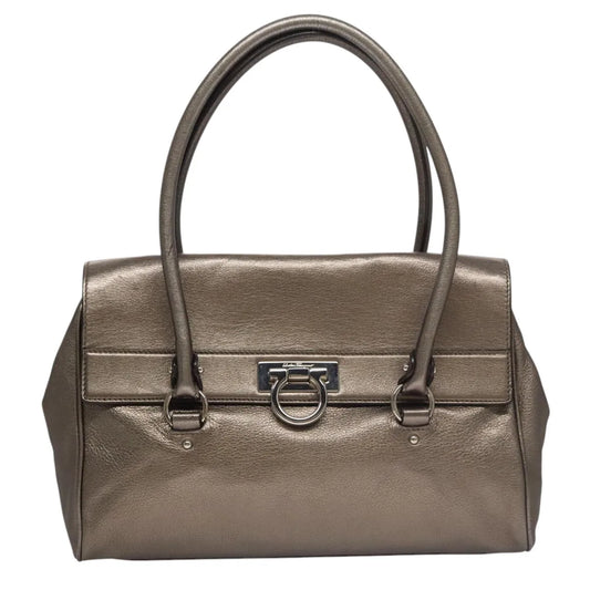Salvatore Ferragamo Sofia Satchel Leather, Silver, Leather, Handbag