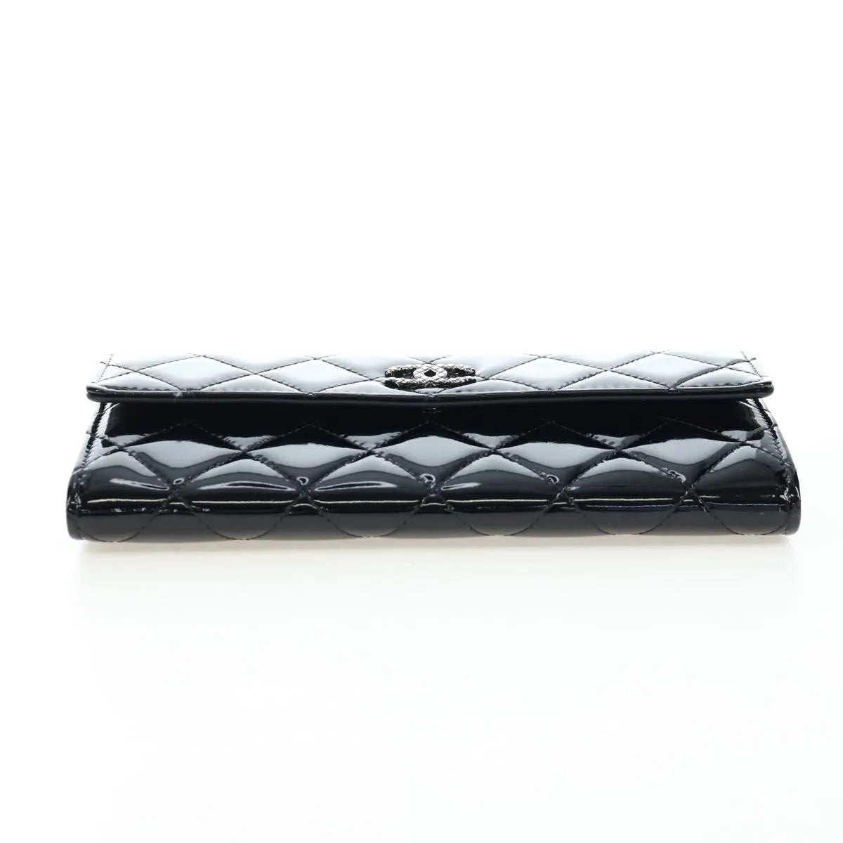 Chanel CC French Flap Quilted Patent Leather, Black, Patent Leather, Wallet