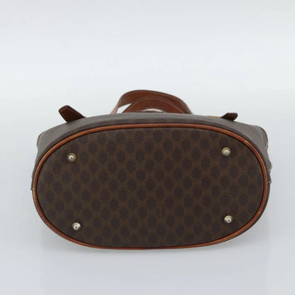 Celine Vintage Macadam Canvas and Leather, Brown, Canvas, Tote Bag