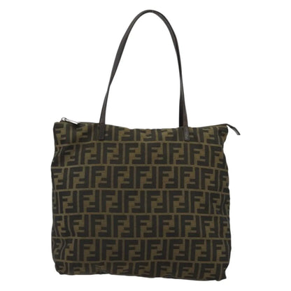 Fendi Zucca Tote Canvas, Black, Canvas, Handbag