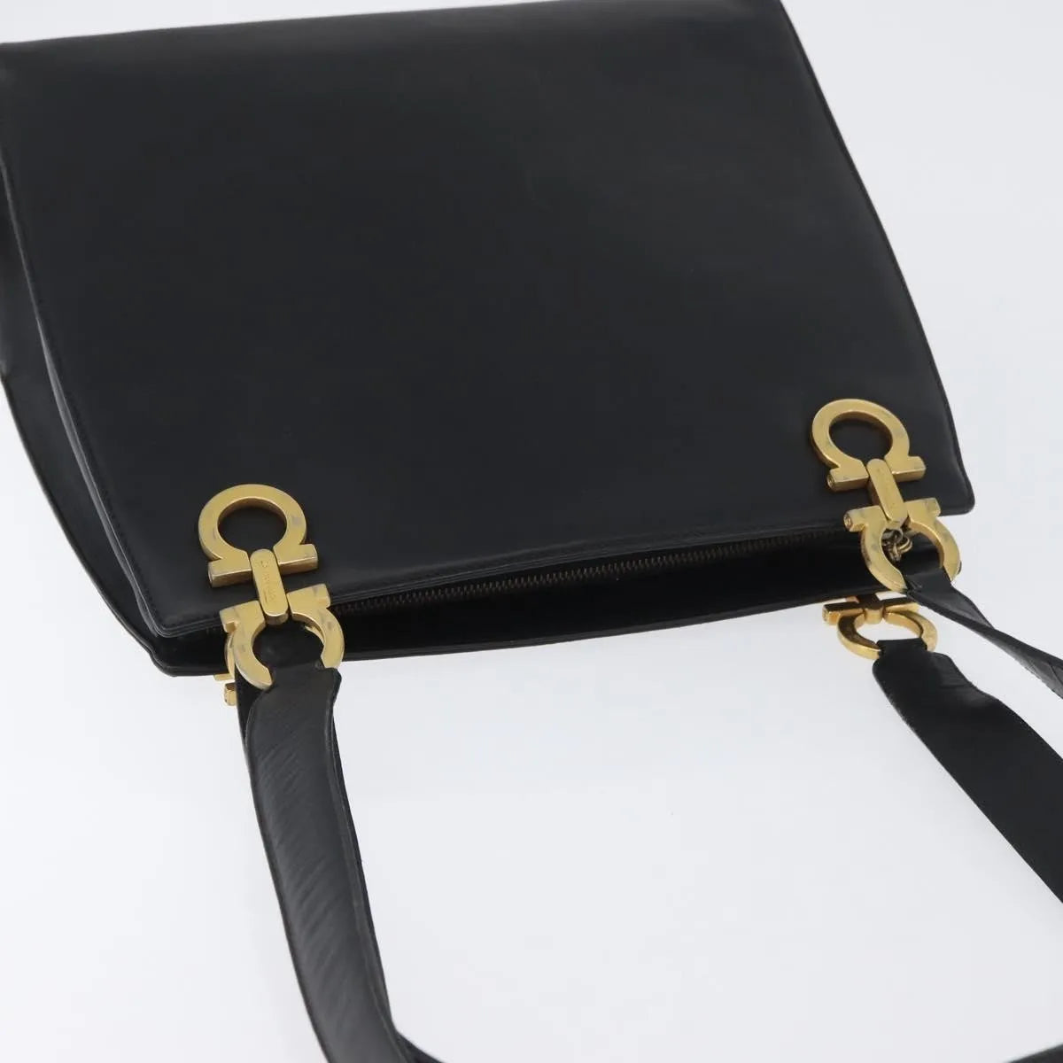 Salvatore Ferragamo Gancini Tote Leather, Black, Leather, Tote Bag