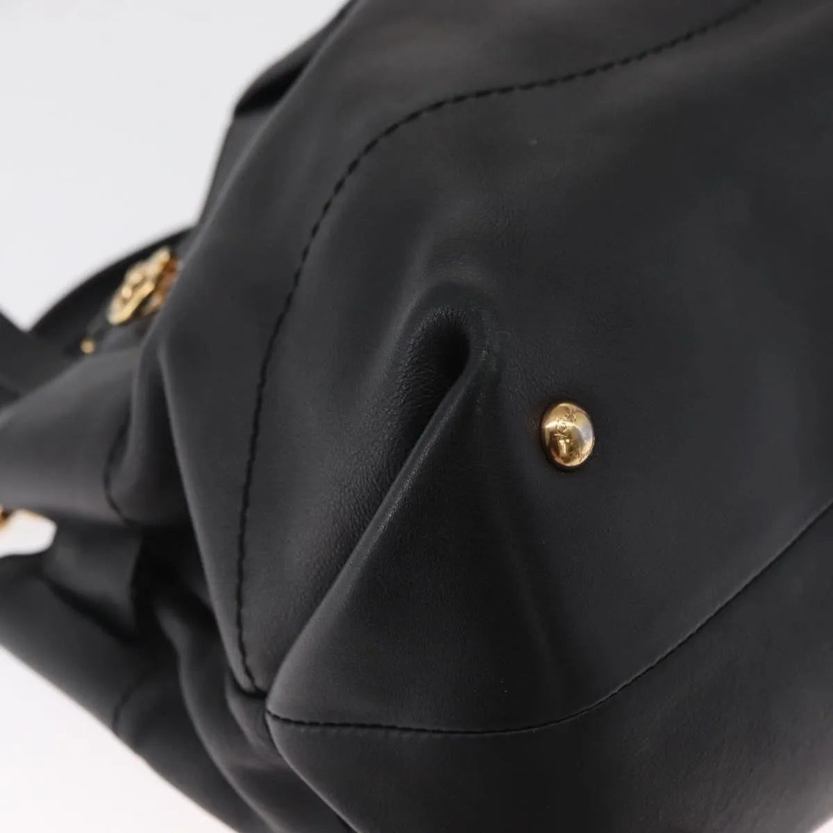 Salvatore Ferragamo W Chain Tote Leather, Black, Leather, Handbag