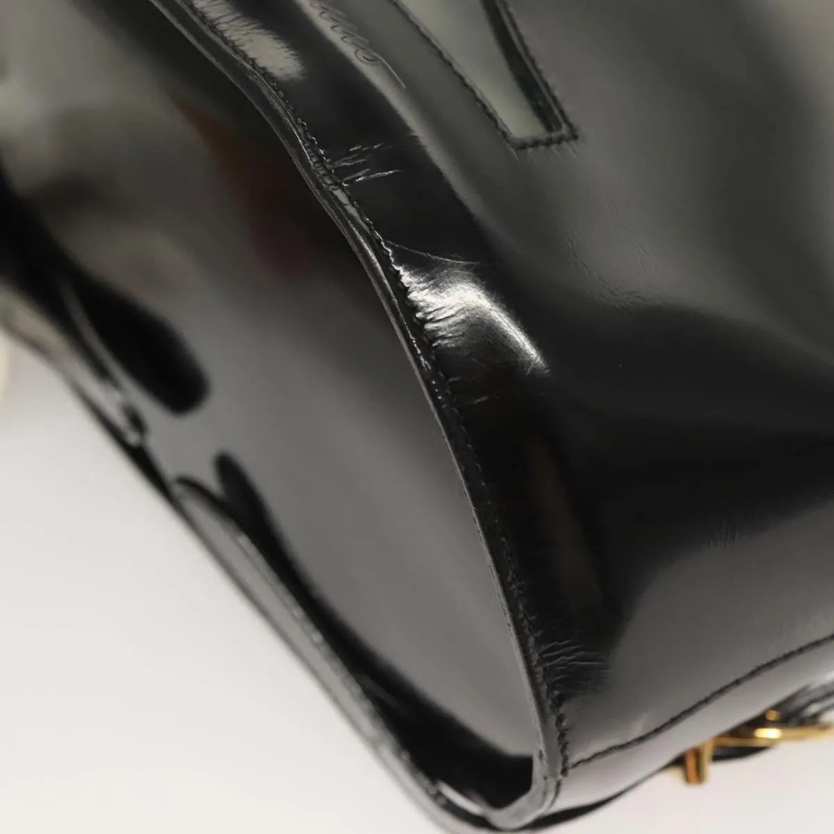Salvatore Ferragamo Gancini Patent Leather, Black, Patent Leather, Backpack