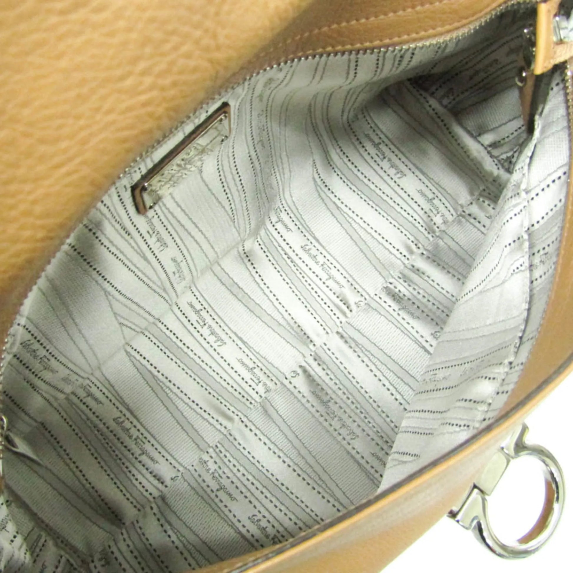 Salvatore Ferragamo Gancini Leather, Brown, Leather, Shoulder Bag