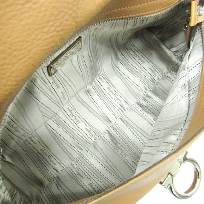 Salvatore Ferragamo Gancini Leather, Brown, Leather, Shoulder Bag