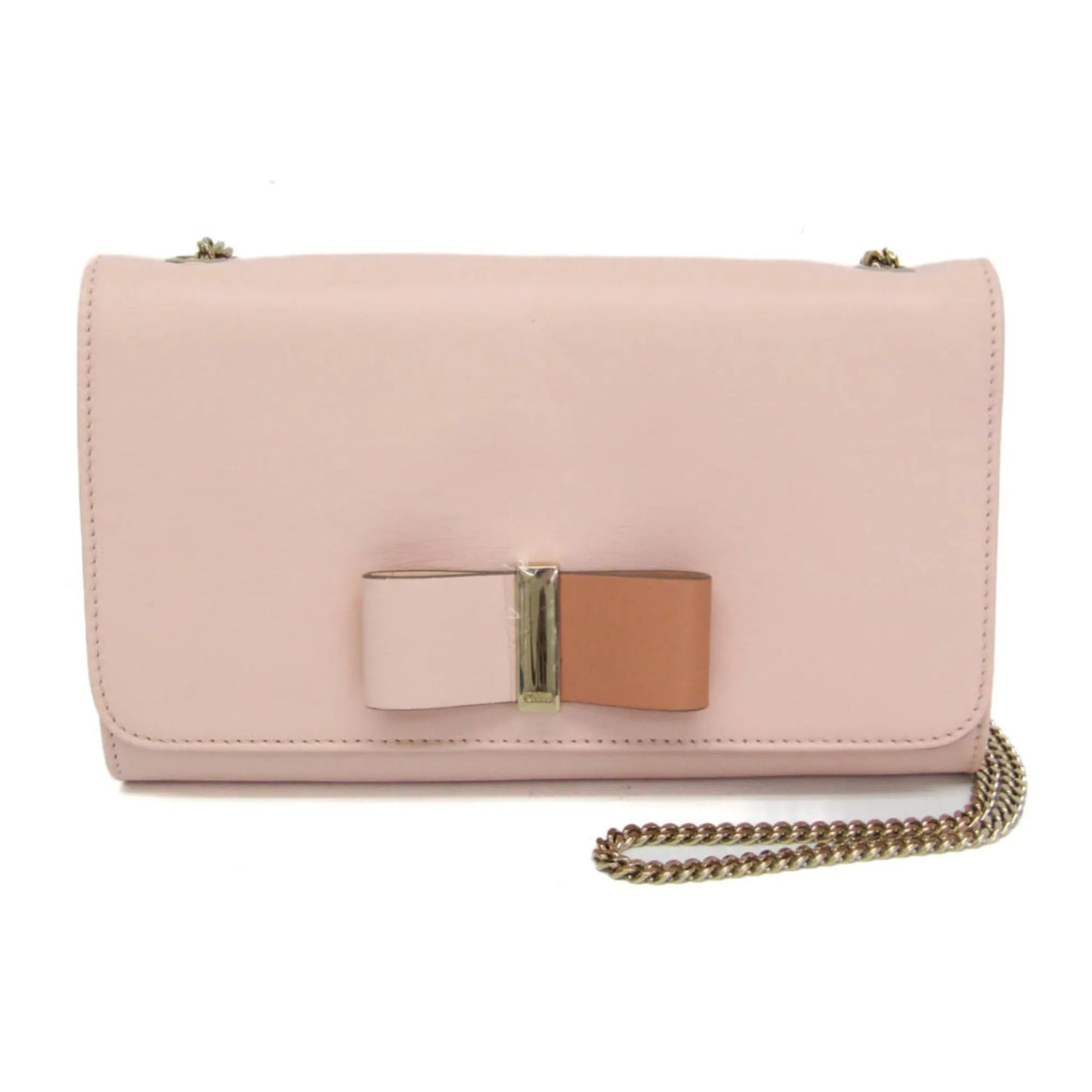 Chloe Bow Detail Wallet on Chain Leather, Pink, Leather, Clutch