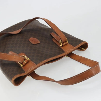 Celine Vintage Macadam Canvas and Leather, Brown, PVC, Handbag