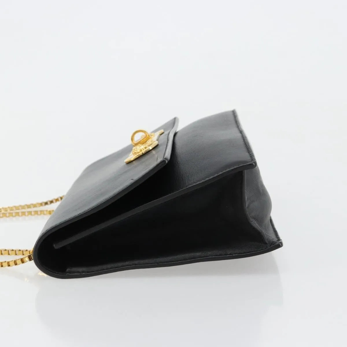 Versace Medusa Flap Chain Leather, Black, Leather, Shoulder Bag