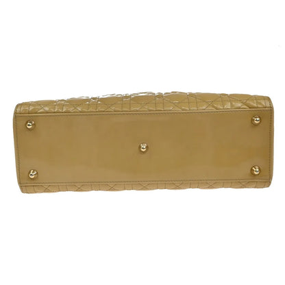 Christian Dior Lady Dior Cannage Quilt Patent, Yellow, Patent Leather, Handbag