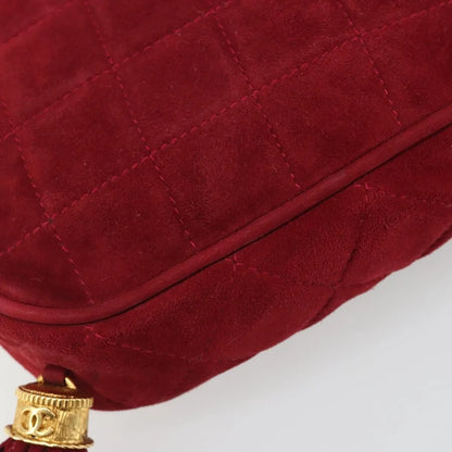 Chanel Vintage Diamond Tassel Quilted Suede, Red, Suede, Shoulder Bag