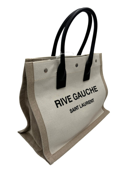 Saint Laurent Rive Gauche Felt and leather, Beige, Canvas, Tote Bag