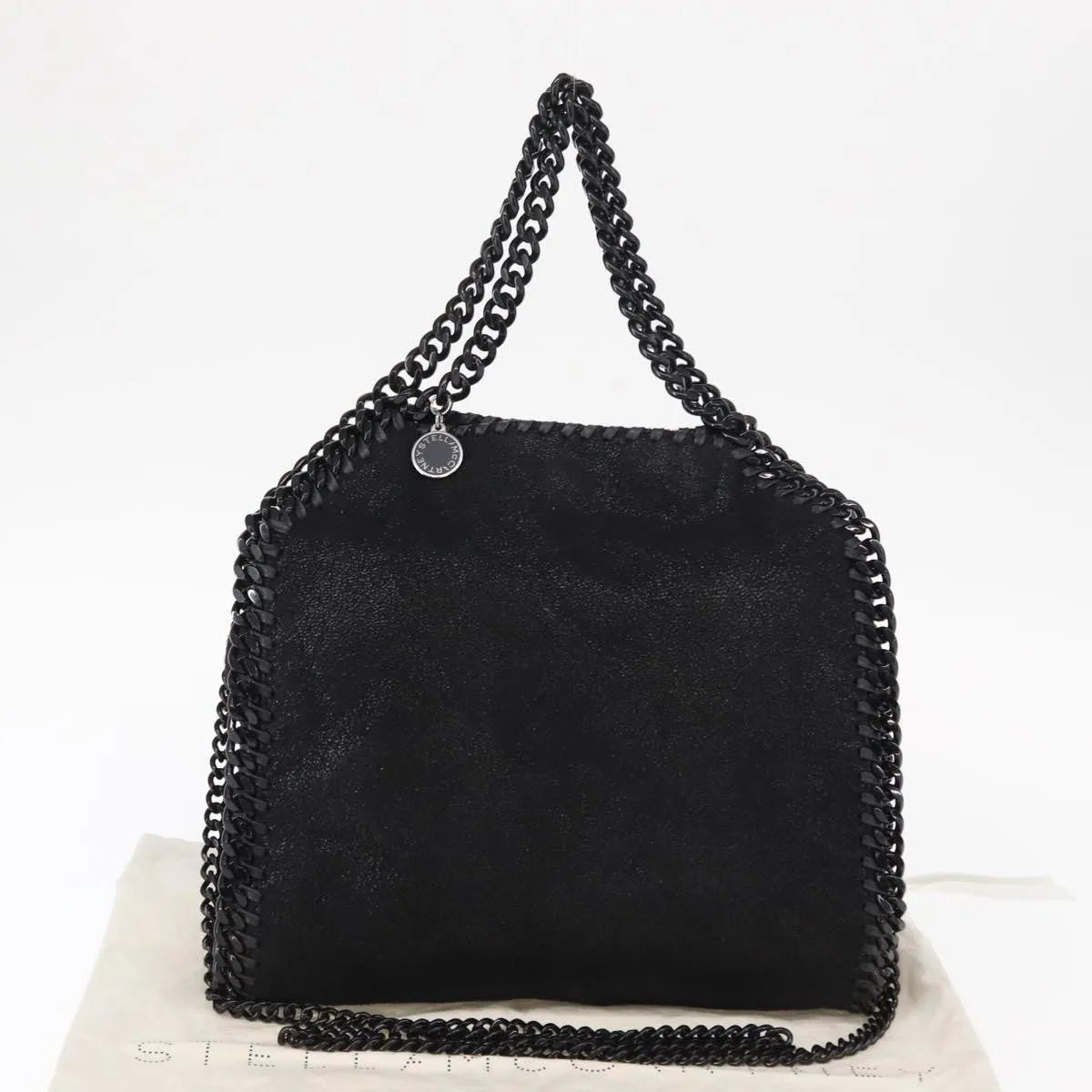 Stella McCartney Falabella Fold Over Shaggy Deer, Black, Polyester, Shoulder Bag