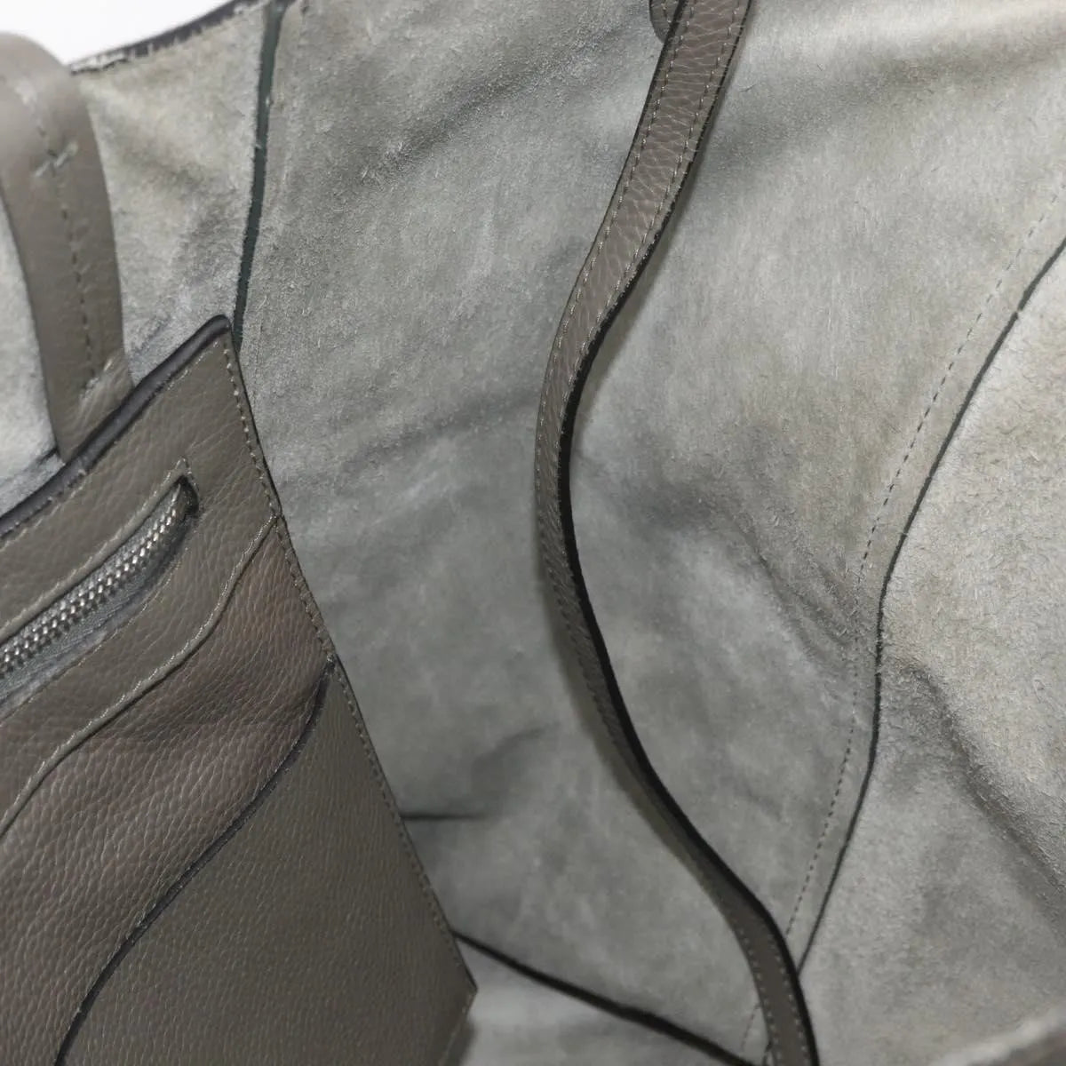 Celine Phantom Cabas Tote Leather, Gray, Leather, Tote Bag