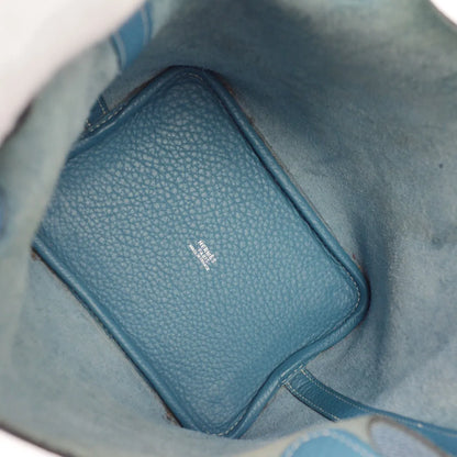 Hermes Picotin Clemence, Blue, Leather, Handbag
