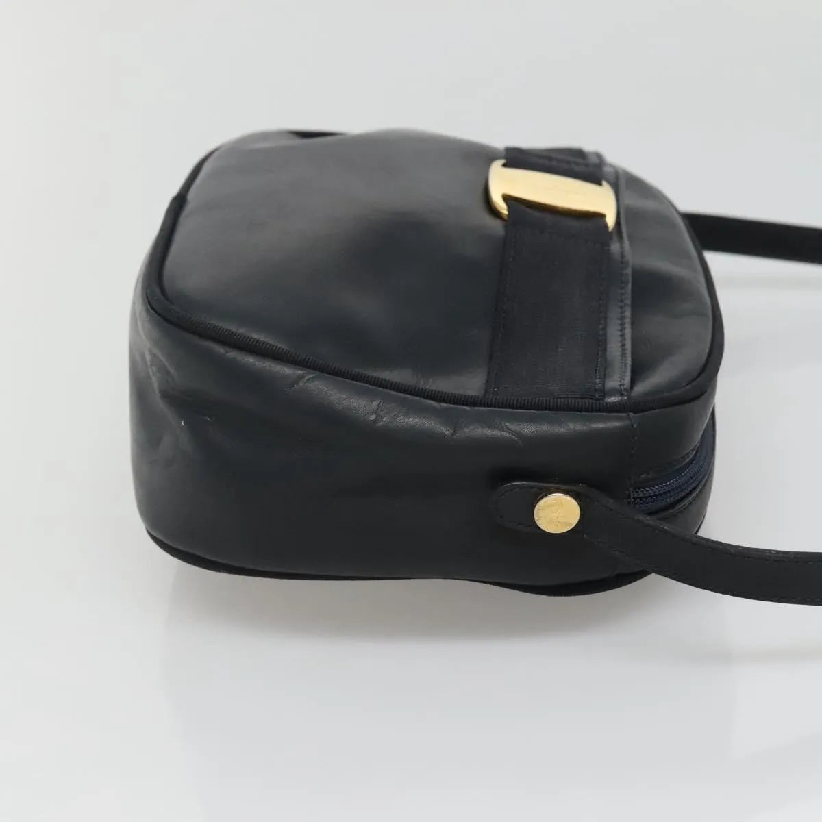 Salvatore Ferragamo Vara Bow camera Leather, Navy, Leather, Shoulder Bag