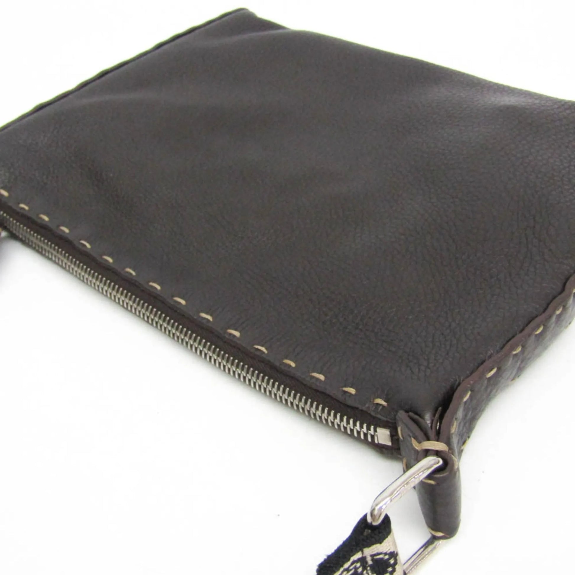 Fendi Vintage Selleria Zip Messenger Leather, Brown, Leather, Shoulder Bag