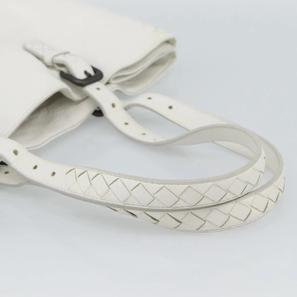 Bottega Veneta Belted Tote Intrecciato Nappa, White, Leather, Tote Bag