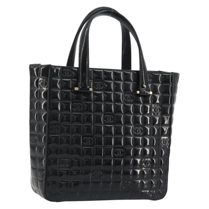 Chanel Chocolate Bar CC Tote Quilted Patent, Black, Patent Leather, Tote Bag