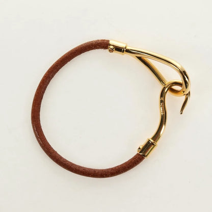 Hermes Jumbo Hook Braided Leather and Metal, Brown, Leather, Bracelet