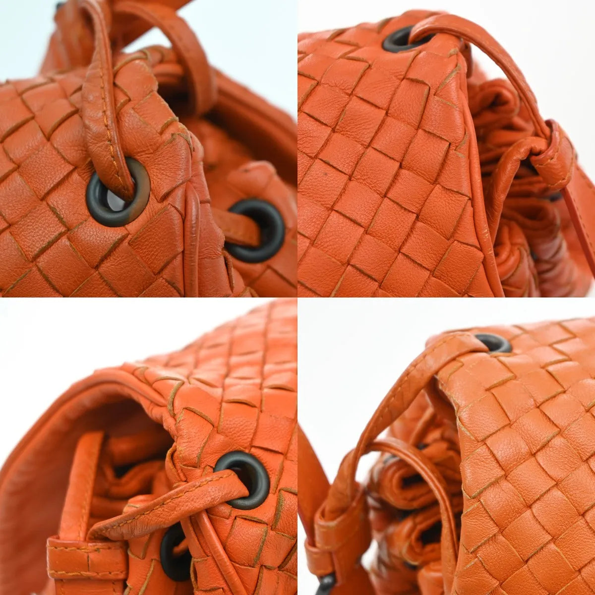 Bottega Veneta Intrecciato Shoulder Leather, Orange, Leather, Handbag