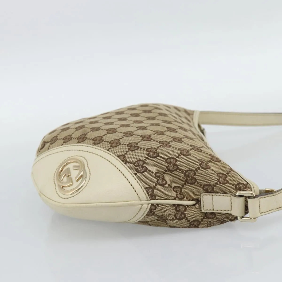 Gucci Britt Half Moon Hobo GG Canvas, Beige, Canvas, Shoulder Bag