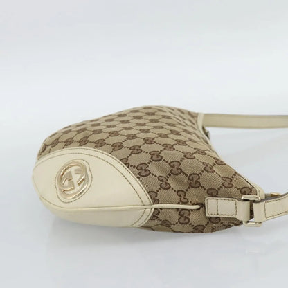 Gucci Britt Half Moon Hobo GG Canvas, Beige, Canvas, Shoulder Bag