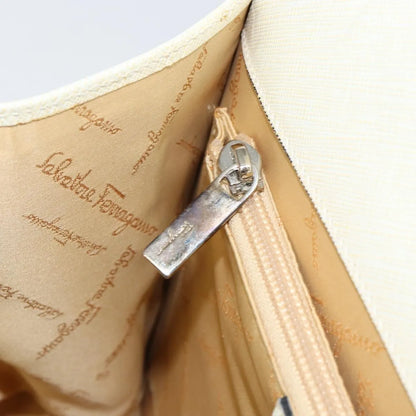 Salvatore Ferragamo Double Gancini Top Handle Saffiano Leather, White, Leather, Handbag