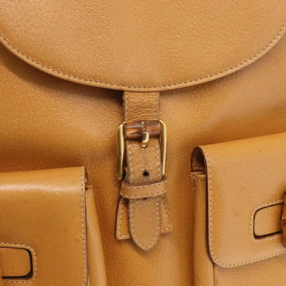 Gucci Vintage Bamboo Leather, Brown, Leather, Backpack