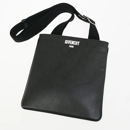 Givenchy Logo Messenger Leather, Black, Leather, Shoulder Bag