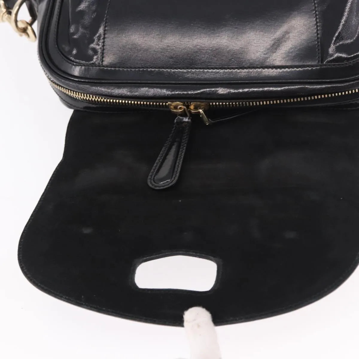 Gucci Pop Bamboo Handle Dialux Coated Canvas, Black, PVC, Handbag