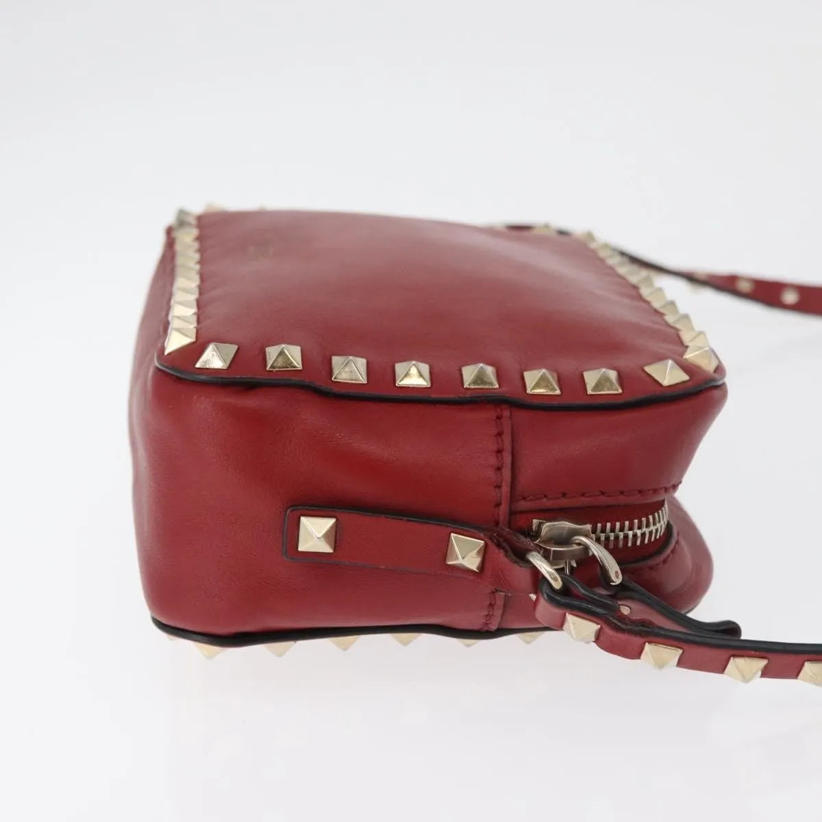 Valentino Garavani Rockstud Camera Leather, Red, Leather, Shoulder Bag