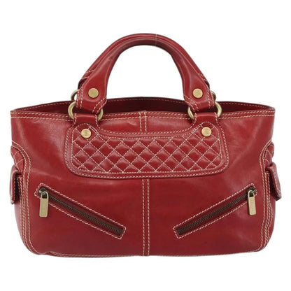Celine Boogie Satchel Leather, Red, Leather, Handbag