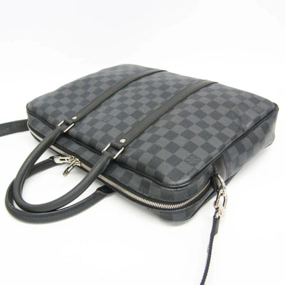 Louis Vuitton Porte-Documents Voyage Damier, Black, Canvas, Briefcase