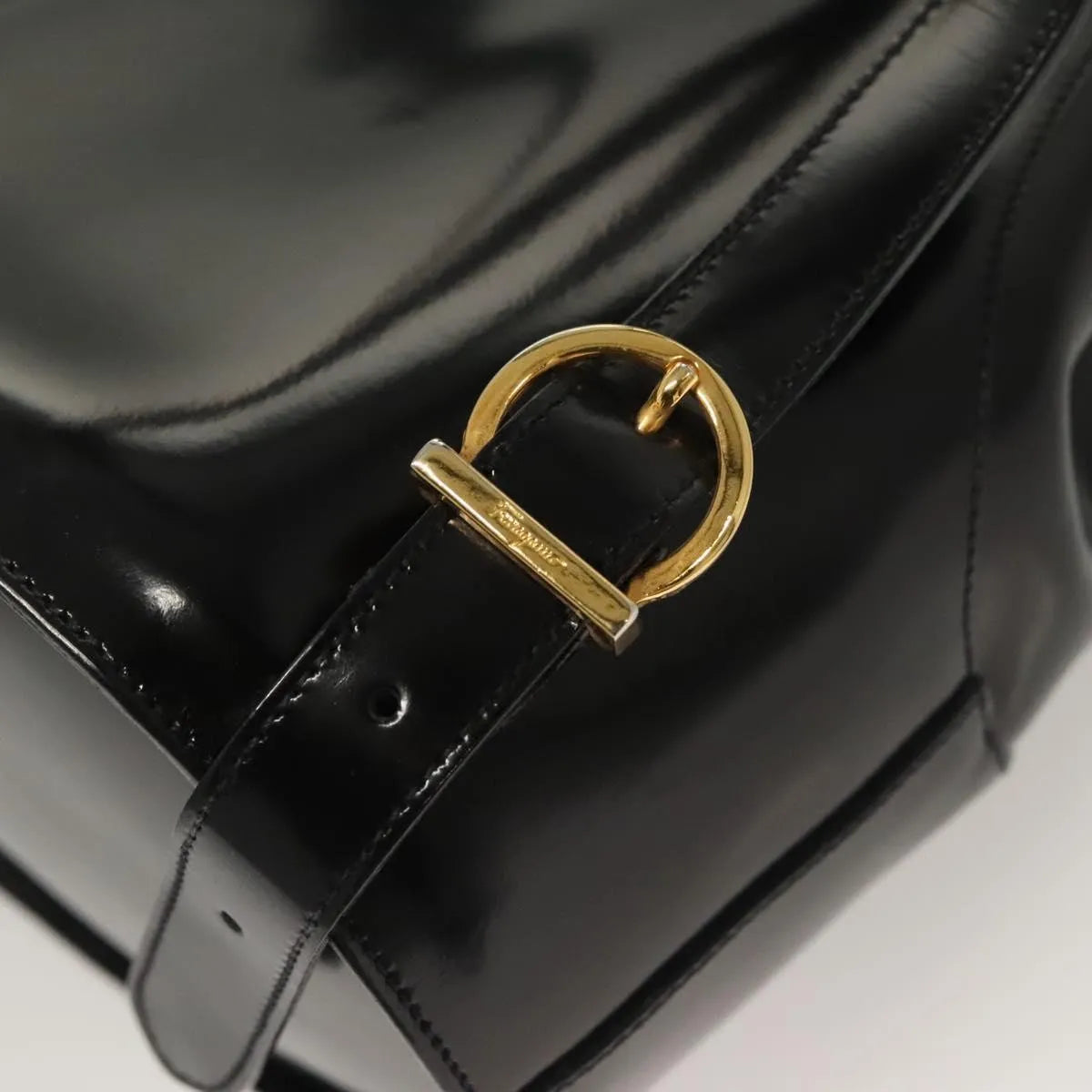 Salvatore Ferragamo Gancini Patent Leather, Black, Patent Leather, Backpack