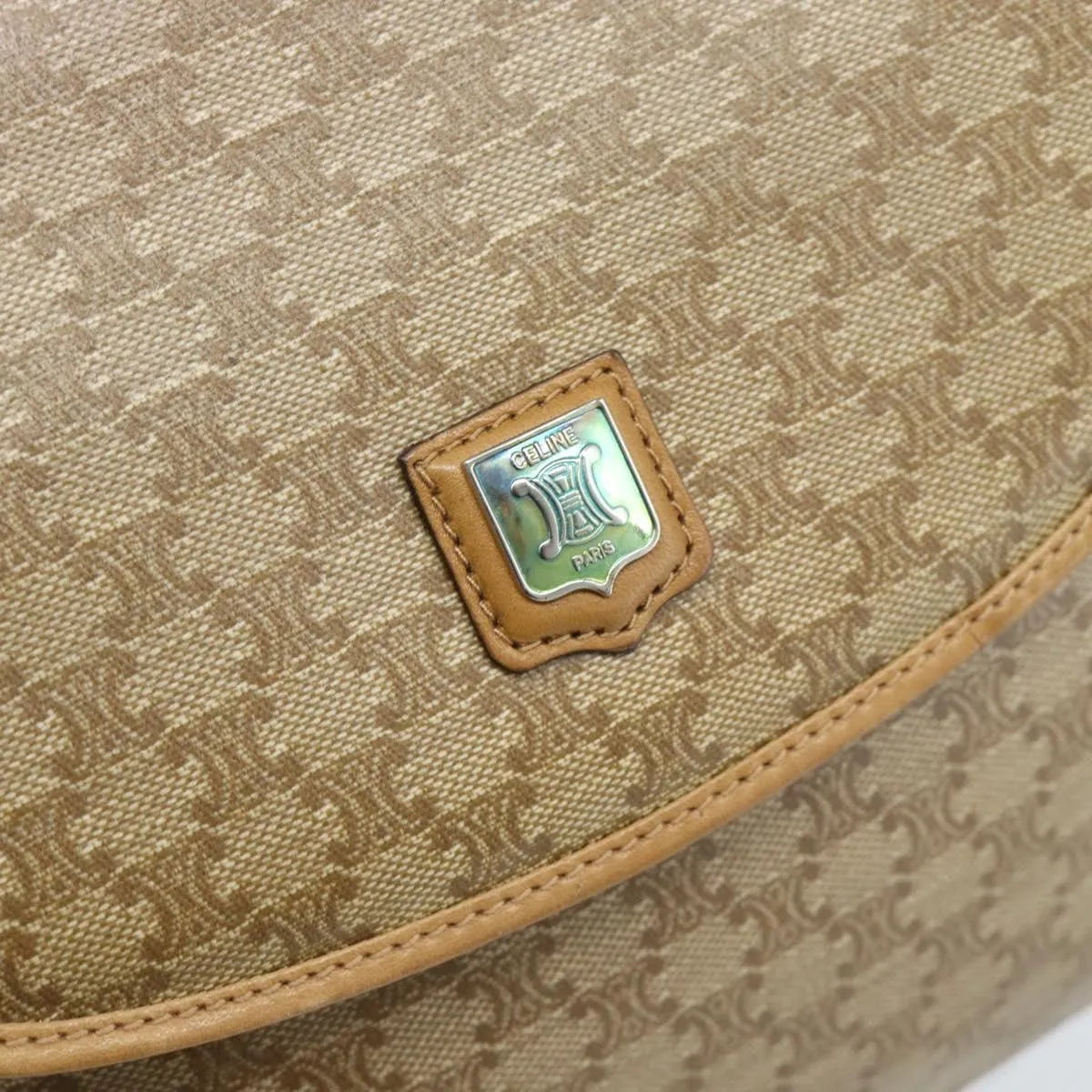 Celine Vintage Macadam Canvas, Beige, Canvas, Shoulder Bag