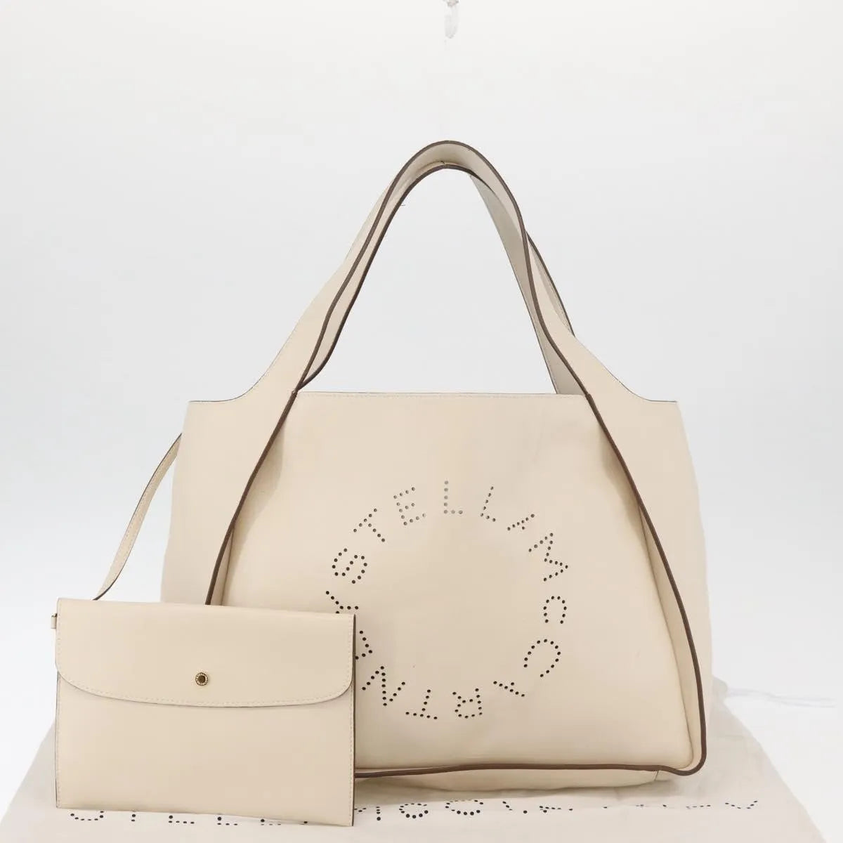 Stella McCartney Alter Tote Perforated Faux Leather, White, Synthetic, Tote Bag