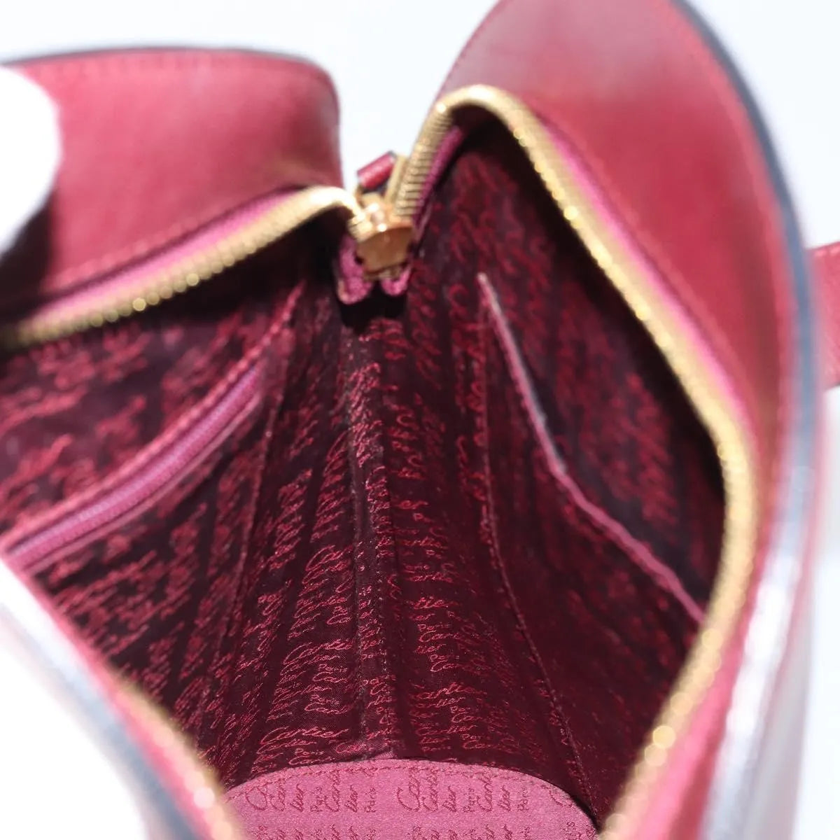 cartier Vintage must de Cartier Leather, Burgundy, Leather, Handbag
